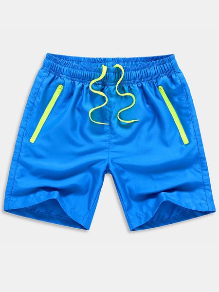 

Contrasting Zipper Drawstring Beach Shorts, Royal blue, Men's shorts