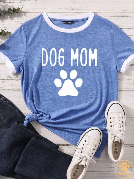 

Lilicloth X Funnpaw Women's Dog Mom Matching T-Shirt, Blue, T-shirts