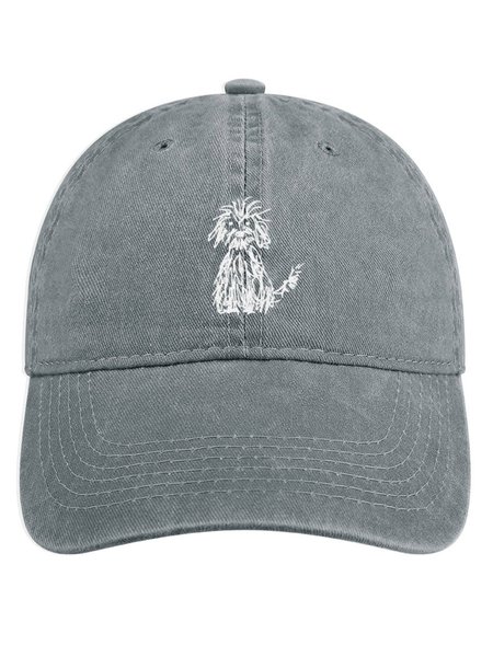 Dog Pattern Denim Hat, Light gray, Men's Hats