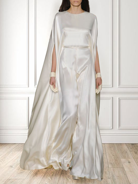 

Elegant Regular Fit Satin Wedding Guest Dress, White, Wedding Guest Dresses