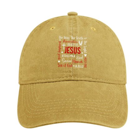 

Women's Jesus-God-Faith Cotton-Blend Regular Fit Adjustable Denim Hat, Yellow, Women's Hats