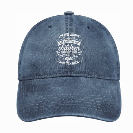 

Women’s Funny Mom I Often Worry About The Safety of My Children Adjustable Denim Hat, Blue, Women's Hats