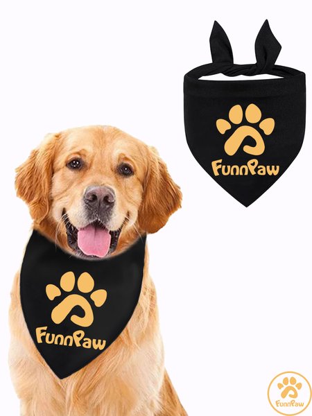 

Lilicloth X Funnpaw Funnpaw Matching Dog Print Bib, Black, Pet Bandanas