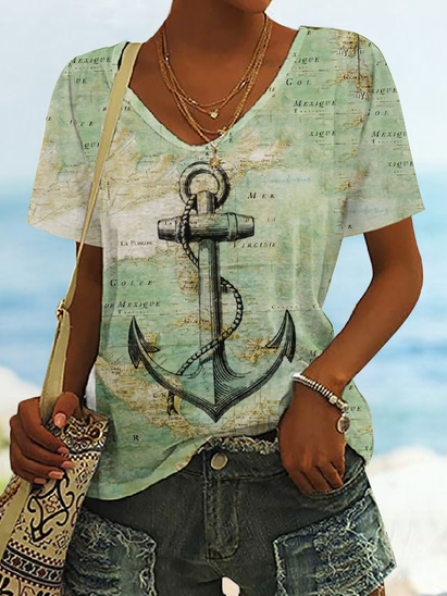 

Knitted Anchor Casual T-Shirt, Green, T-Shirts