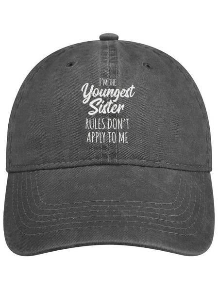 

Funny Youngest Sister Letter Print Hat, Deep gray, Men's Hats