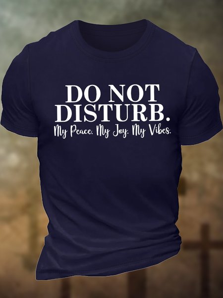

Men's Do Not Disturb My Peace My Joy My Vibes Funny Graphic Printing Crew Neck Casual Text Letters Cotton T-Shirt, Purplish blue, T-shirts