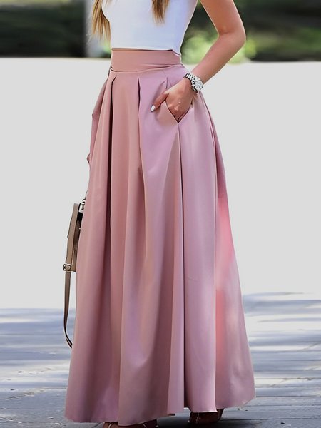 

Regular Fit Plain Elegant Skirt, Pink, Maxi Dresses
