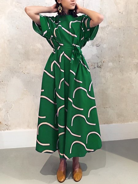 

Regular Fit Urban Abstract Short Sleeve Maxi Dress, Green, Maxi Dresses