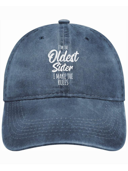 

Funny Old Sister Letter Print Hat, Blue, Men's Hats
