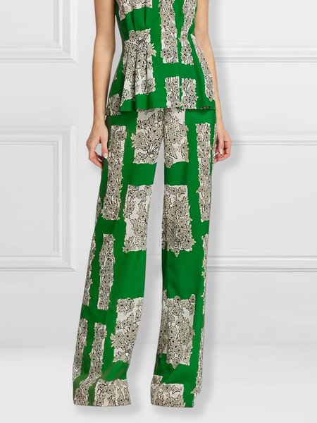 

Vacation Floral Regular Fit Fashion Pants, Green, Pants