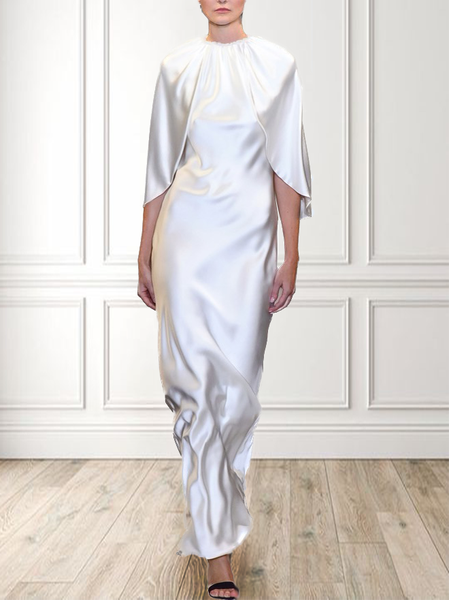 

Satin Elegant Wedding Guest Dress, White, Wedding Guest Dresses