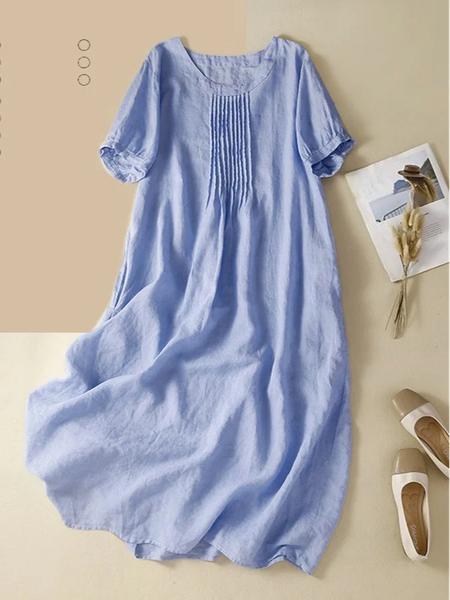 

Loose Plain Simple Dress, Blue, Dresses