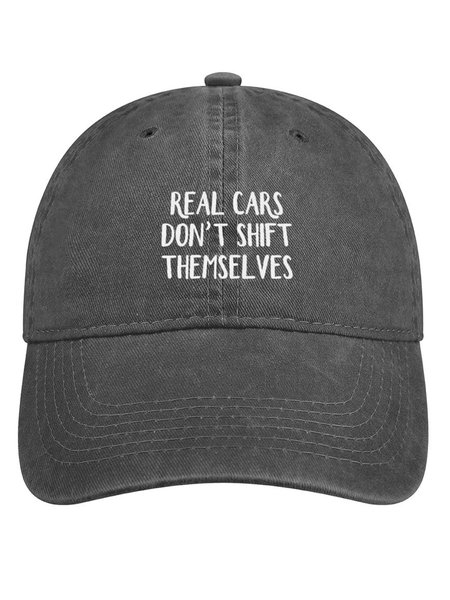 Real Cars Don’t Shift Themselves Denim Hat, Deep gray, Men's Hats
