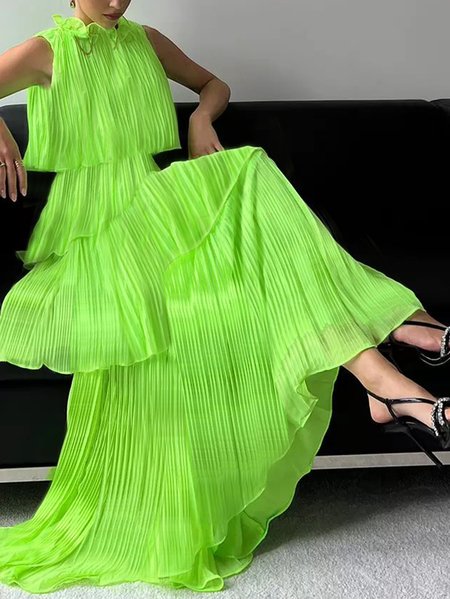 

Crew Neck Plain Elegant Wedding Guest Dress, Green, Maxi Dresses