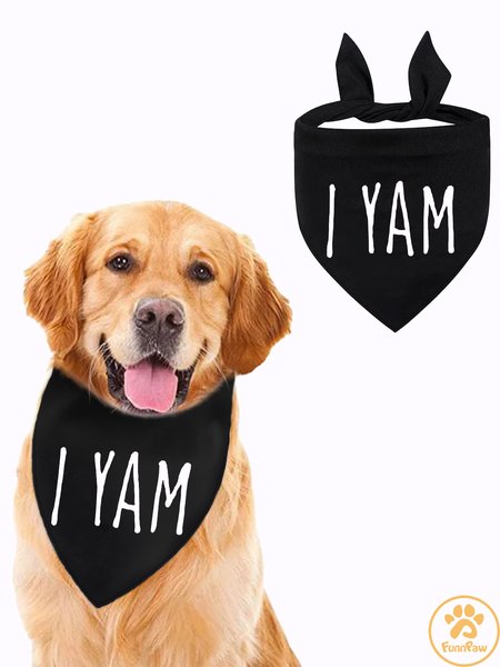 

Lilicloth X Funnpaw I Yam Matching Dog Print Bib, Black, Pet Bandanas