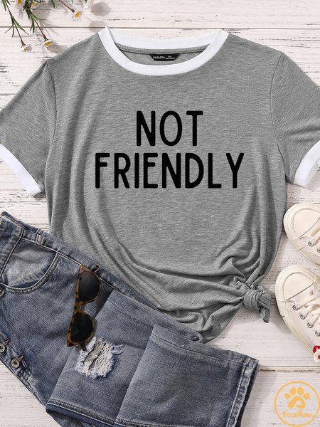 

Lilicloth X Funnpaw Women's Not Friendly Matching T-Shirt, Gray, T-shirts