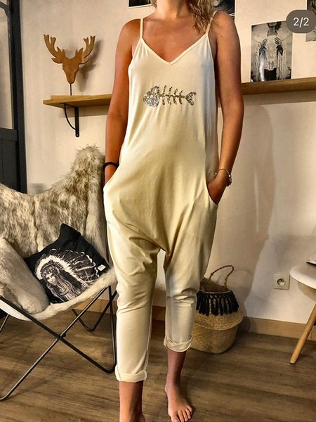 

Casual Jersey Jumpsuit, Apricot, Jumpsuits＆Rompers