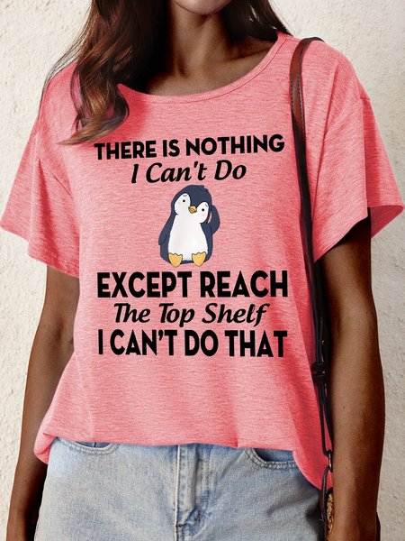 

Women's There Is Nothing I Can't Do Except Reach The Top Shelf I Can't Do That Funny Graphic Printing Text Letters Loose Casual Cotton-Blend T-Shirt, Red, T-shirts
