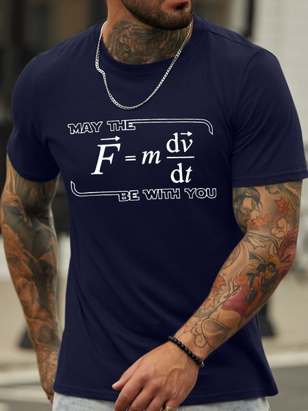 

Men's May The (F=m*dv/dt) Be with You Funny Physics Science Graphic Printing Casual Cotton Crew Neck Text Letters T-Shirt, Purplish blue, T-shirts