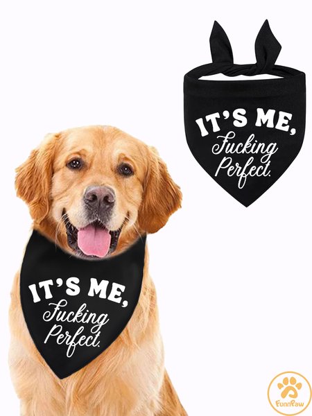 

Lilicloth X Funnpaw It's Me Fucking Perfect Matching Dog Print Bib, Black, Pet Bandanas