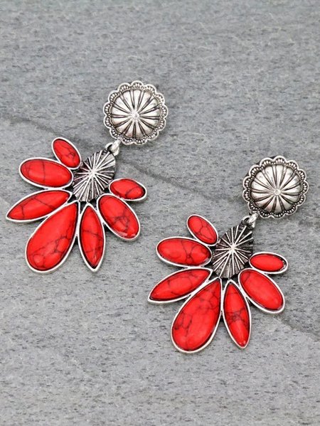 

Vintage Ethnic Turquoise Earrings Casual Women's Jewelry, Red, Earrings