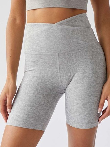 

Cross Plain Casual Tight Leggings, Gray, Leggings