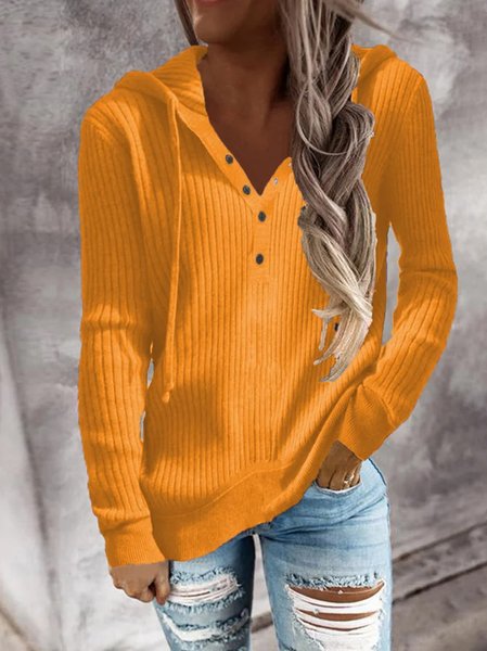 

Casual V Neck Plain Sweater, Orange, Sweaters & Cardigans