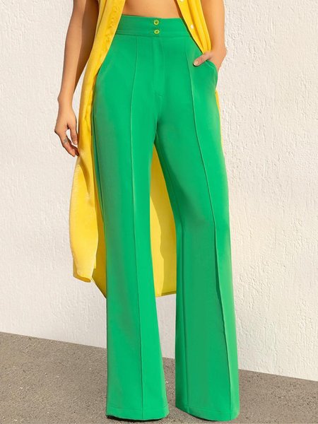

Urban Regular Fit Plain Fashion Straight Pants, Green, Pants