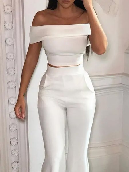 

Daily Regular Fit Plain Elegant Cold Shoulder Shirt, White, Blouses and Shirts