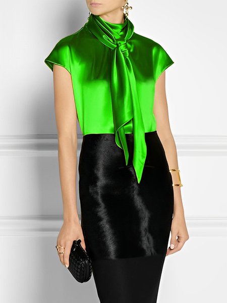 Urban Regular Fit Plain Blouse, Green, Blouses and Shirts