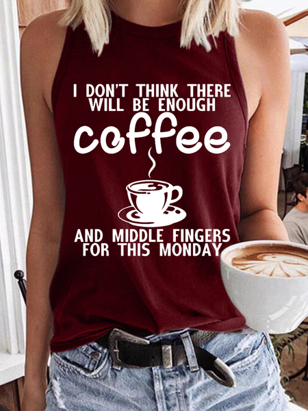 

Women's Funny Saying Sarcastic Quote I Don't have Enough Coffee or Middle Fingers for Today Funny Saying Sarcastic Quote about Anxiety Casual Tank Top, Red, Tank Tops