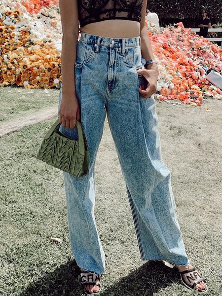 

Urban Plain Loose Denim Long Jeans, Blue, Jeans