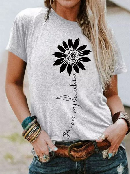 

You Are My Sunshine Sunflower Daisy T-Shirt Tee, Gray, T-Shirts