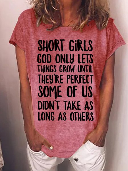 

Women's Short Girls God Only Things Grow Until They Perfect Funny Graphic Printing Loose Cotton-Blend Text Letters Casual T-Shirt, Red, T-shirts