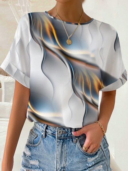 Abstract Jersey Casual Crew Neck T Shirt