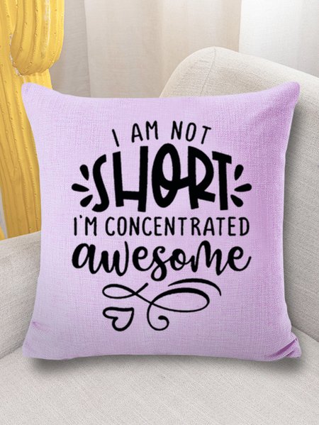 

18*18 Throw Pillow Covers,Women's I'm Not Short I'm Just Concentrated Awesome Print Letters Soft Flax Cushion Pillowcase Case For Living Room, Purple, Pillow Covers