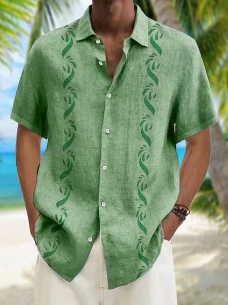 

Striped Botanical Short Sleeve Resort Shirt, Green, Men Shirts