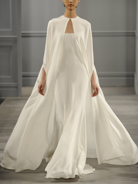 

Regular Fit Wrap Plain Elegant Wedding Guest Dress, White, Maxi Dresses