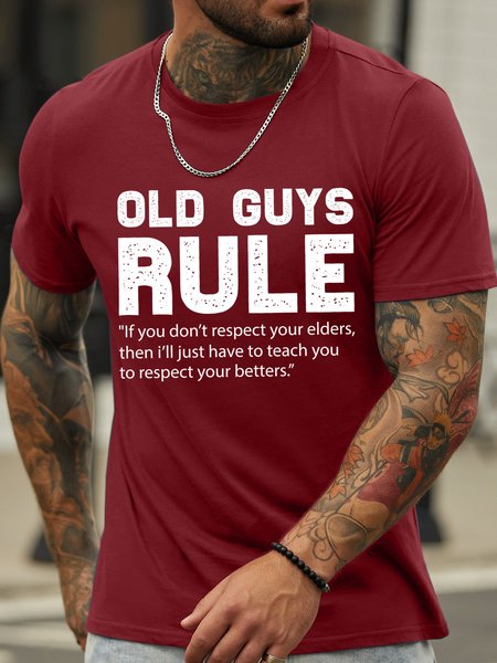 

Lilicloth X Jessanjony Old Guys Rule Men's Crew Neck T-Shirt, Red, T-shirts