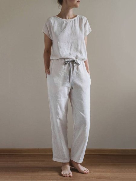 

Linen Plain Cotton And Linen Jumpsuit, White, Jumpsuits & Rompers