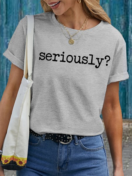 

Women's SeriouslyCotton Casual Crew Neck T-Shirt, Light gray, T-shirts