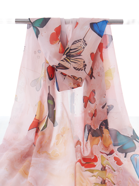 

Casual Silk Butterfly Long Scarf Holiday Daily Accessory, As picture, Women Scarves & Shawls
