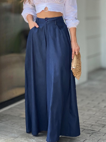 

Denim Loose Plain Urban Jeans, Denim blue, Jeans