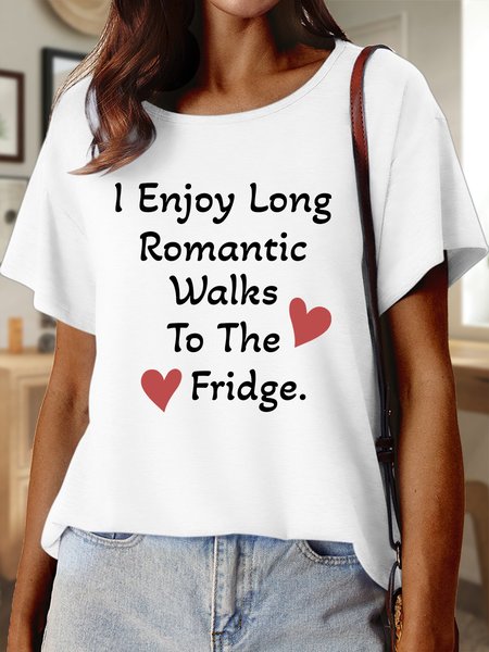 

Lilicloth X Manikvskhan I Enjoy Long Romantic Walks To The Fridge Women's Crew Neck T-Shirt, White, T-shirts