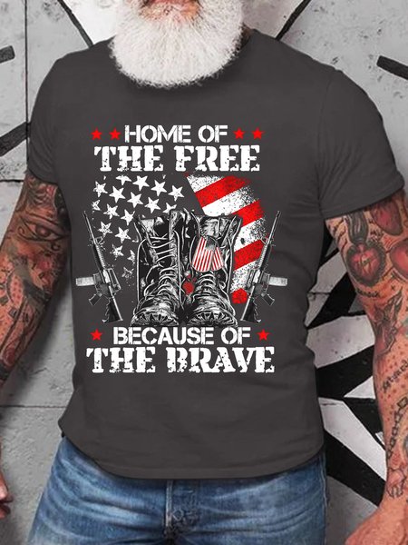 

Men’s Home Of The Free Because Of The Brave Casual Crew Neck T-Shirt, Deep gray, T-shirts