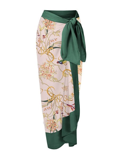 

Vacation Floral Printing Coverup, Green, swimwear>>One-Pieces