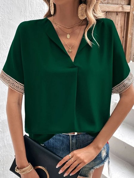 

Elegant V Neck Shirt, Green, Shirts & Blouses