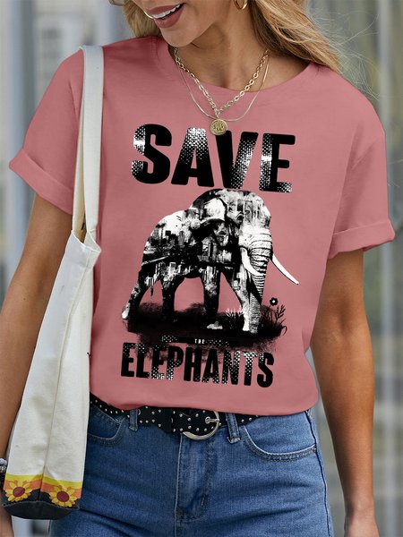 

Lilicloth X Cadzart Save Elephant Women's Casual T-Shirt, Pink, T-shirts