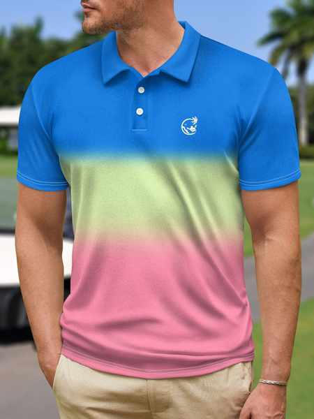 

Ombre Button Down Short Sleeve Golf Polo Shirt, Sky blue, Polo Shirts