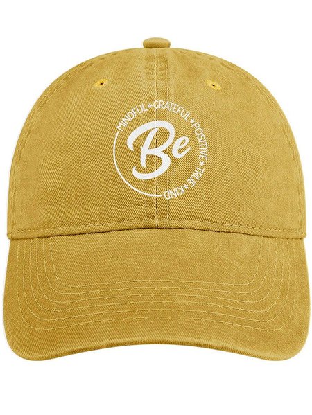 

Men's /Women's Be Mindful Be Grateful Be Positive Be True Be Kind Funny Graphic Printing Regular Fit Adjustable Denim Hat, Yellow, Men's Hats